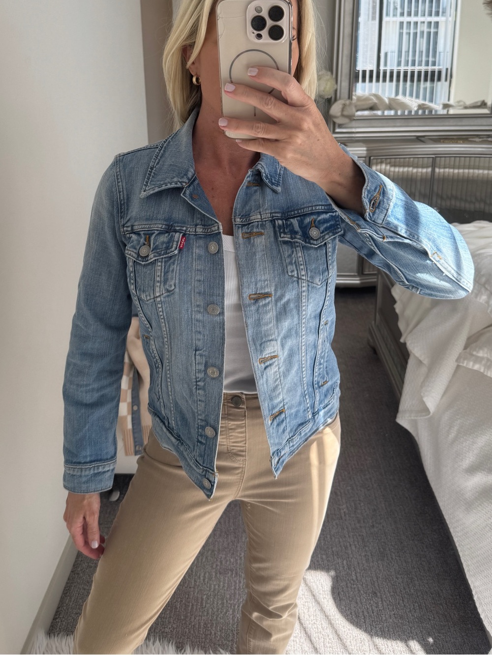 Levi's Light Blue Distressed Denim Trucker Jean Jacket Medium